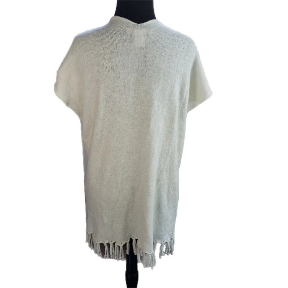 Lilly Pulitzer Cream Sleeveless Cardigan Merino Wool Cashmere Fringe Pockets XXS - Picture 3 of 5